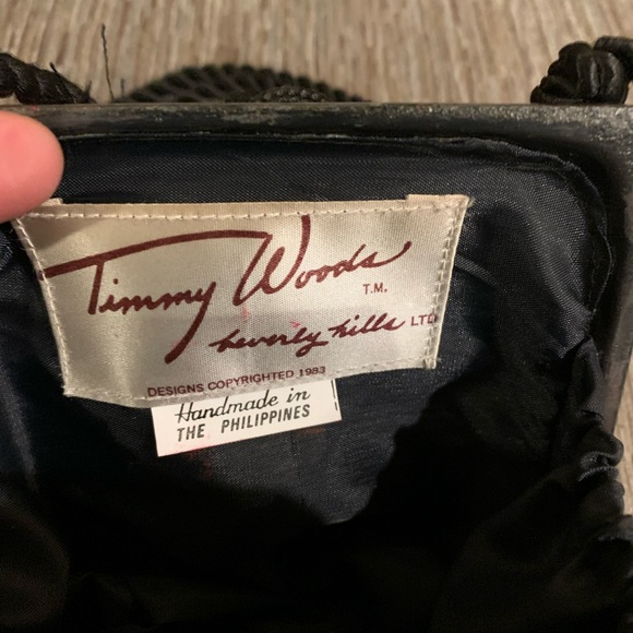 Vintage EUC Timmy Woods MINI wood shoulder bag purse gray/gold - Picture 7 of 8